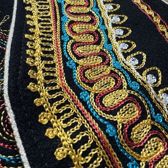 VTG 70s 80s Velvet Vest Embroidery Boho Women’s Size S-M Black Gold Jimi Hendrix - Picture 4 of 8